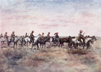 Prisonniers boers en route depuis Paardeberg